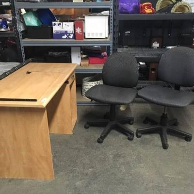 Desk and Two Office Chairs