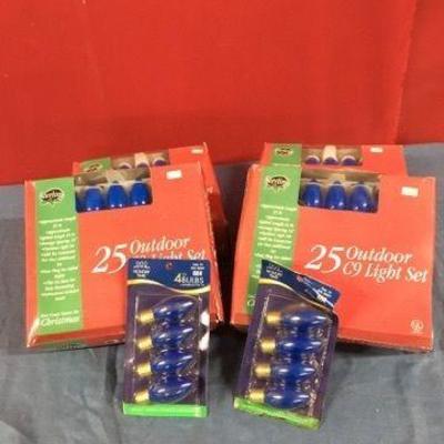 Two Sets Blue Outdoor Christmas Lights