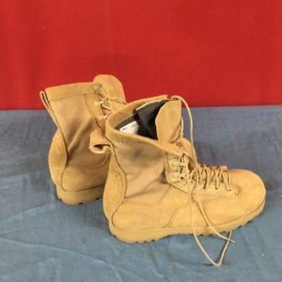 Tan Lace Up Army Boots Sz 7.5 W