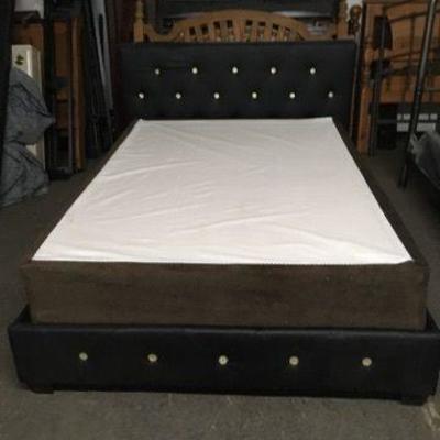 Black Platform Bed Frame with Box Spring