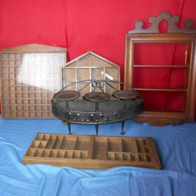 Lot of Collectibles Display Shelves, Printers Tray ...