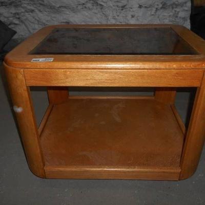 Wood with Glass Top End Table