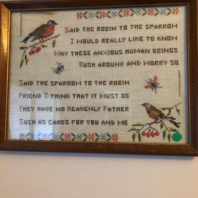 counted cross stitch framed