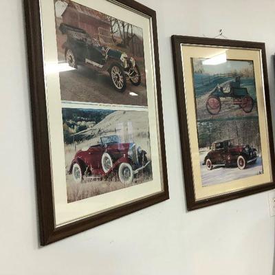 framed old car pictures