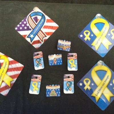 7 Support Our Troops Tac Pins & 4 S...