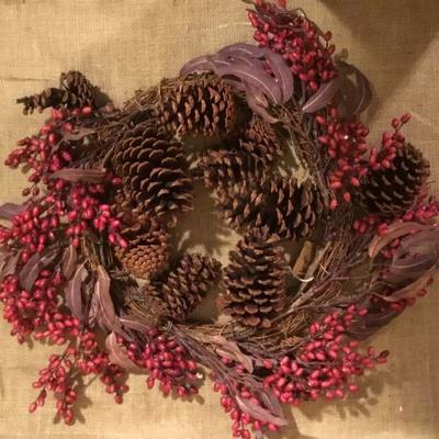Pine Cone and berry wreath or centerpiece (would b ...