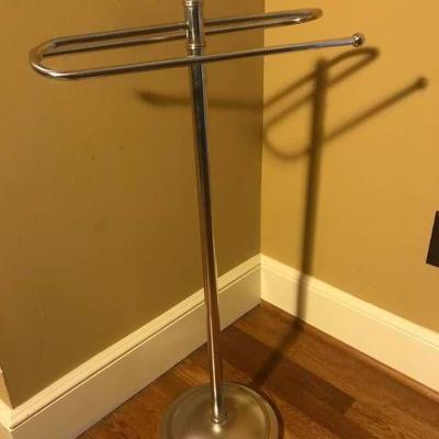 Silver metal standing towel rack (or use for belts ...