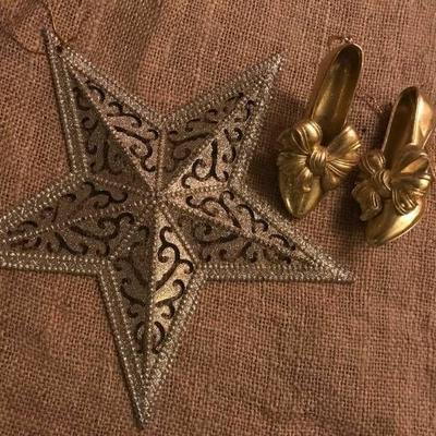 Gold Star and high heel shoe ornaments