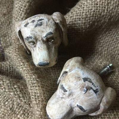 Set of dog shaped ceramic knobs