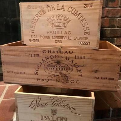 Set of 3 Wood Wine Crates