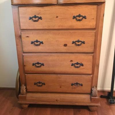 Bedroom set, dresser, chest of drawers, night stands and armoire  Chest of drawers 57.5 tall 