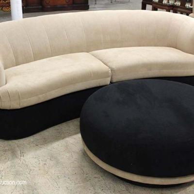  CLEAN Contemporary Modern Design Decorator Arched Sofa in the 2 Tone Velour with Matching Ottoman

Located Inside â€“ Auction Estimate...