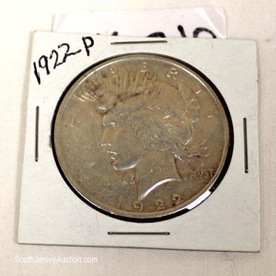  1922 Silver Peace Dollar

Located Inside â€“ Auction Estimate $20-$50 