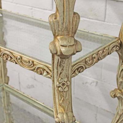  VINTAGE Highly Carved and Ornate Italian (Roma) Glass Shelf Ã‰tagÃ¨resâ€™â€™

Located Inside â€“ Auction Estimate $200-$400 each 