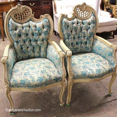  PAIR of VINTAGE Italian Button Tufted Fireside Chairs

Located Inside – Auction Estimate $200-$400 