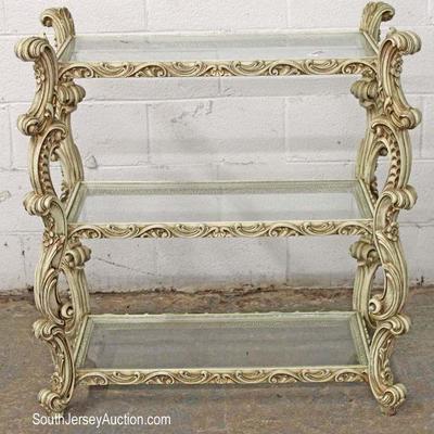 VINTAGE Highly Carved and Ornate Italian (Roma) Glass Shelf Étagères’’

Located Inside – Auction Estimate $200-$400 each 