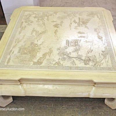  Square Asian Carved Coffee Table attributed to Drexel Furniture

Located Inside â€“ Auction Estimate $100-$200 