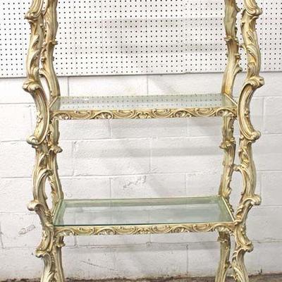  VINTAGE Highly Carved and Ornate Italian (Roma) Glass Shelf Étagères’’

Located Inside – Auction Estimate $200-$400 each 