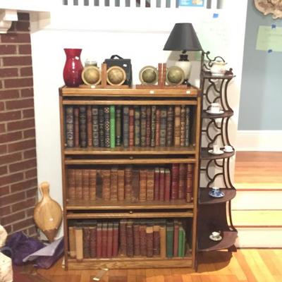 Eaton Press books & antique books. Barrister bookcase. corner curio stand