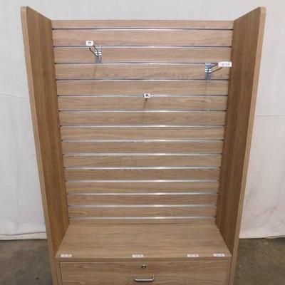 2 Sided Wood Display Cabinet on Casters