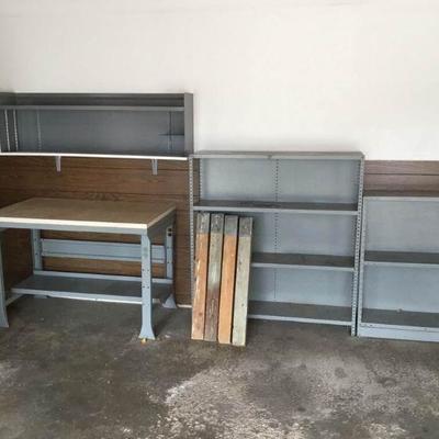 Metal Work Bench and Shelves