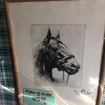 Man O' War print signed by R. H. Palenske from the Brown & Bigelow Collection