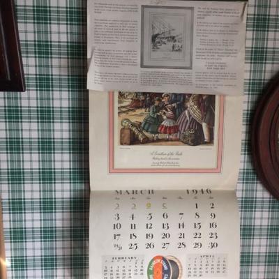 1946 Calendar from Rochester Ropes of Culpepper, VA Featuring copies of Lithographs by D. C. Sindona