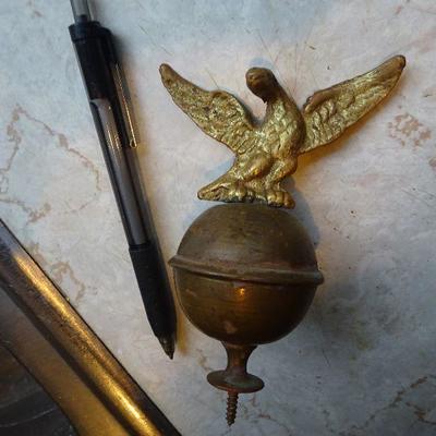 Antique brass eagle finial 