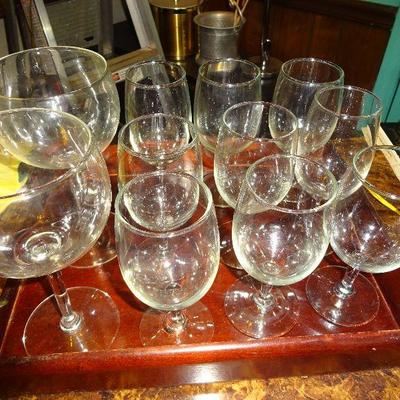 Nine Piece Glass Set with two Goblets 