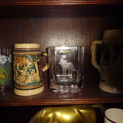 Belmont stakes glass, Magnor crystal vase, German stein  