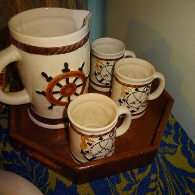 Sailing themed Pitcher and mugs 