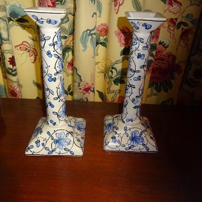 Hand Painted Portuguese Candlesticks 