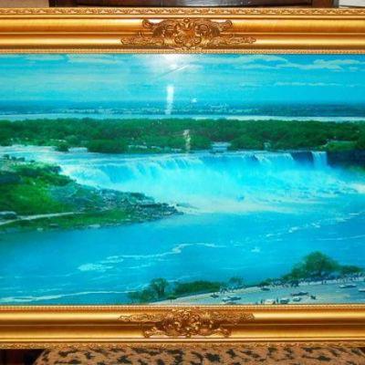 Vintage Lighted Waterfall Picture