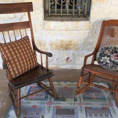 Antique Vintage Colonial Concepts Solid Wood Rocking Chair (left) $75. Vintage Colonial Concepts Wood-Wicked Rocking Chair (right) $68.