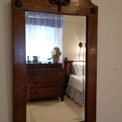 Small wood mirror with etching @ $38