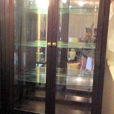 KET054 Solid Wood Hutch with Three Glass Shelves