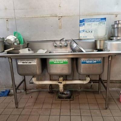 3 Bay Stainless Steel dish washing station and mis ...