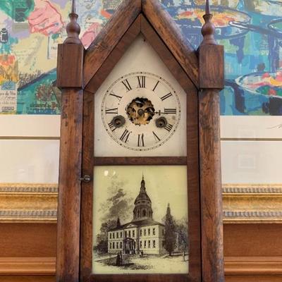 Antique Atkins Clock with Reverse Painting