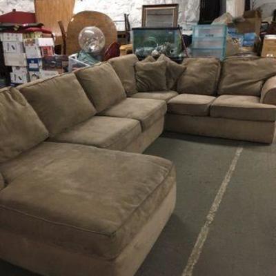 Beige Tan Sectional Sofa with Chaise Lounge