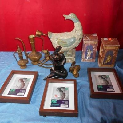Three Matching Picture Frames, Misc Brass and Othe ...