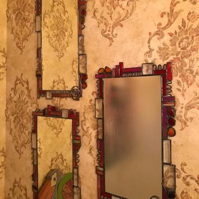 Mirrors with stained glass frames