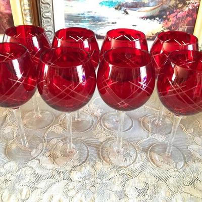 Ruby goblets cut to clear