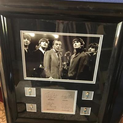 Beatles memorabilia. COA photo and pins