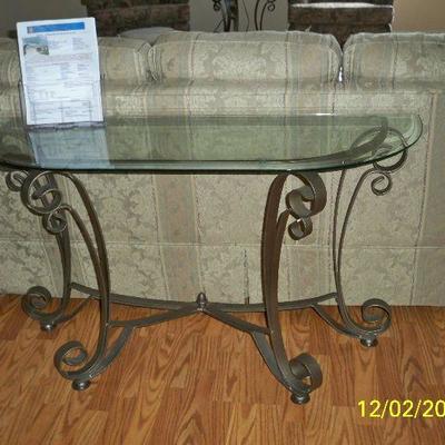 Metal with Glass Top Sofa Table