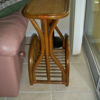 2nd Natural Rattan End Table and Magazine Rack