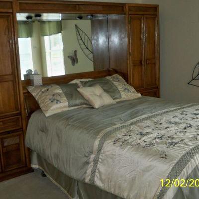 Queen Bed with Wall Unit Headboard ( This is Not a Murphy Bed )