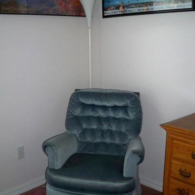 Blue Swivel Rocker Chair.