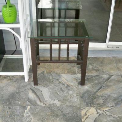 Metal and Glass top End Table