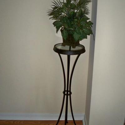 Metal with Glass Top Plant Stand