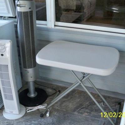 Small Folding Table, 2 Fans.